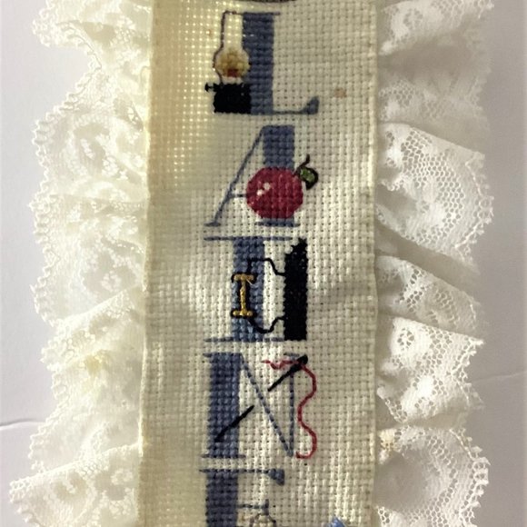 Hand Stitched "ELAINE" Bookmarker Jm38 - Picture 1 of 3